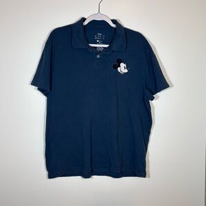 Disney Men's Navy Polo with Mickey Mouse Embroidery Retro Size XL Vacation